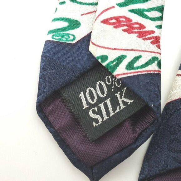 Tabasco Blue Silk Tie Basketball Novelty Wide - Picture 4 of 5